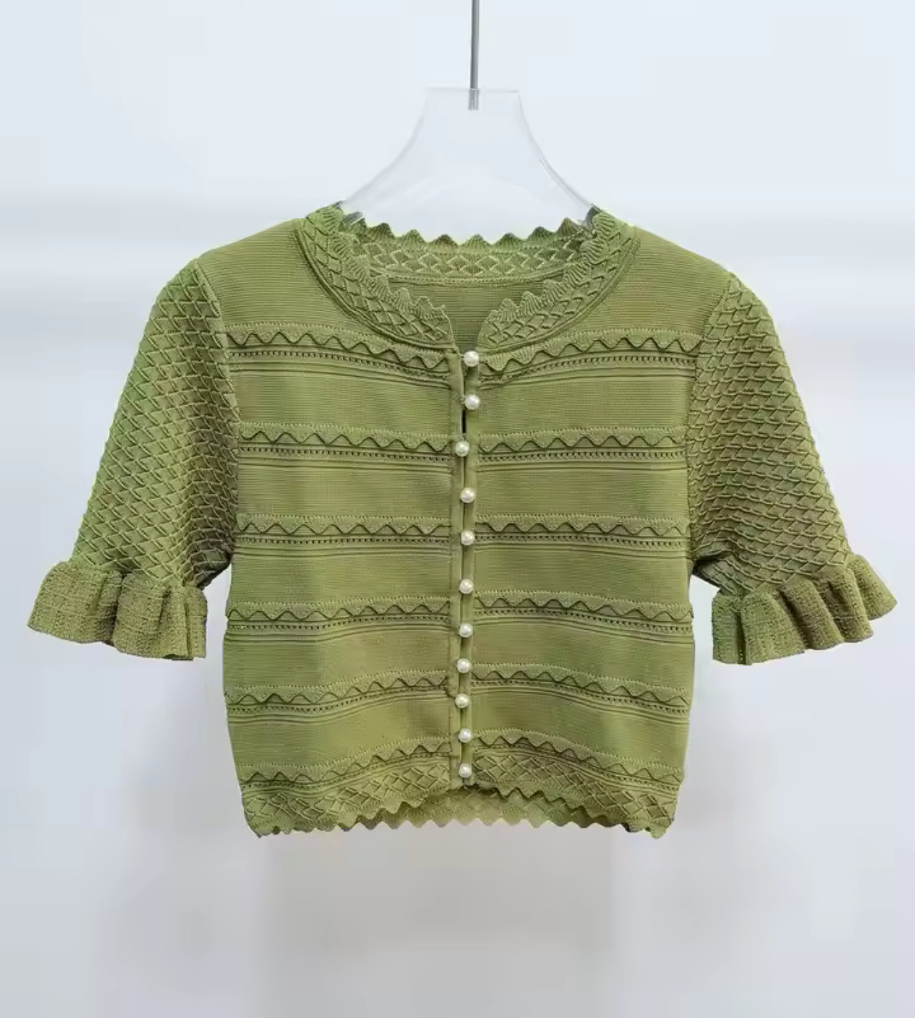 BEADED CARDIGAN AND RUFFLE LUXE SKIRT SET