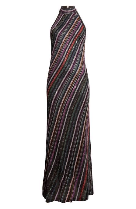 SHIMMERY MULTICOLOUR KNIT BACKLESS DRESS