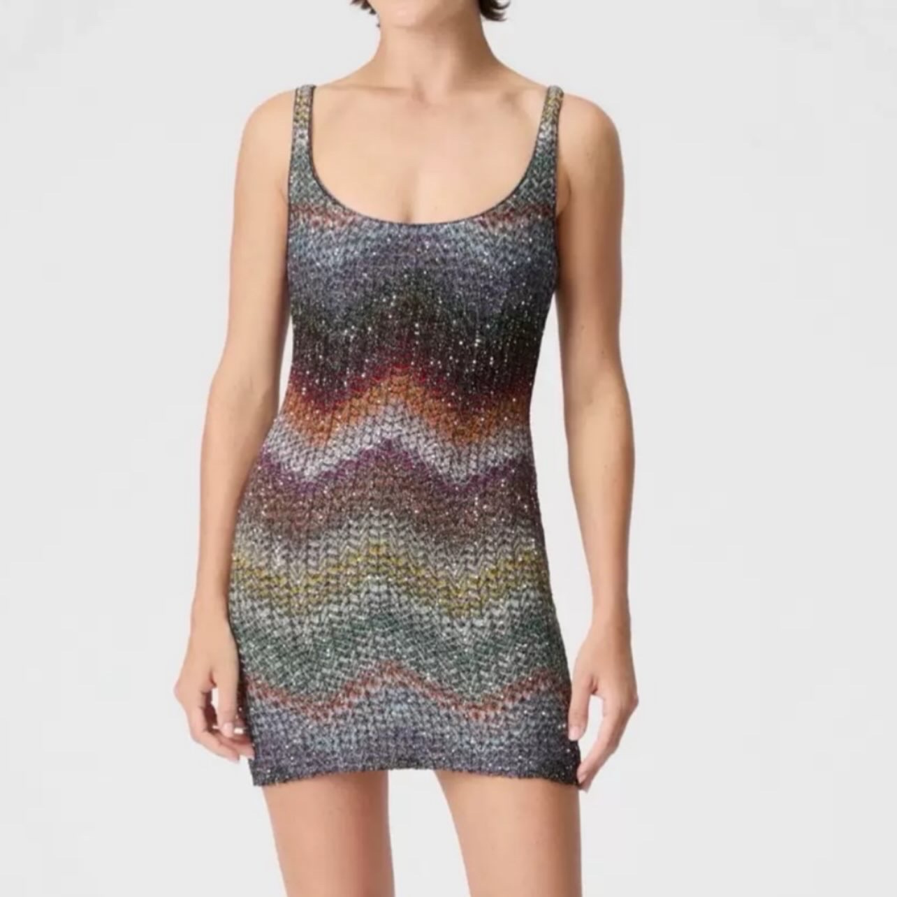 BOHEMIAN KNITTED U-NECK METALLIC VINTAGE DRESS
