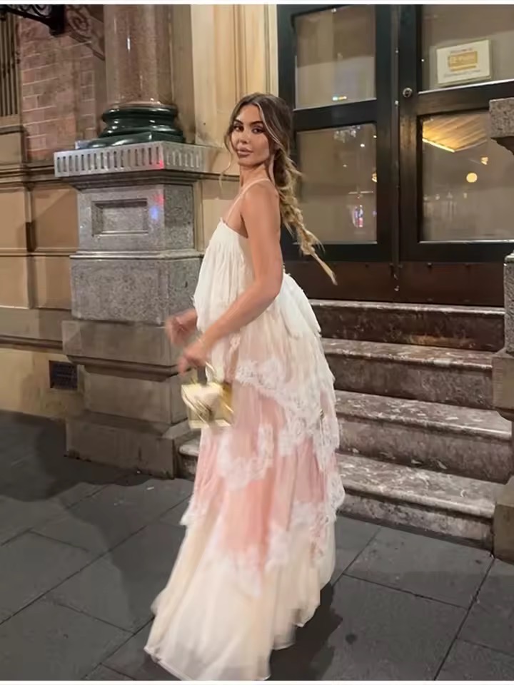 FLOWY CHIFFON RUFFLES DRESS