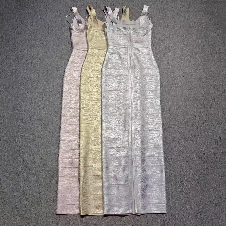 BEVERLEY METALLIC BANDAGE MAXI DRESS