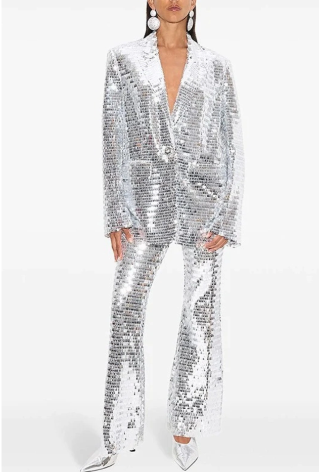 SILVER SEQUINS FIESTA SUIT SET