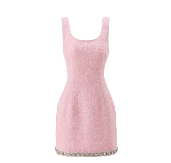 PINK TWEED SHORT DRESS WITHOUT JACKET