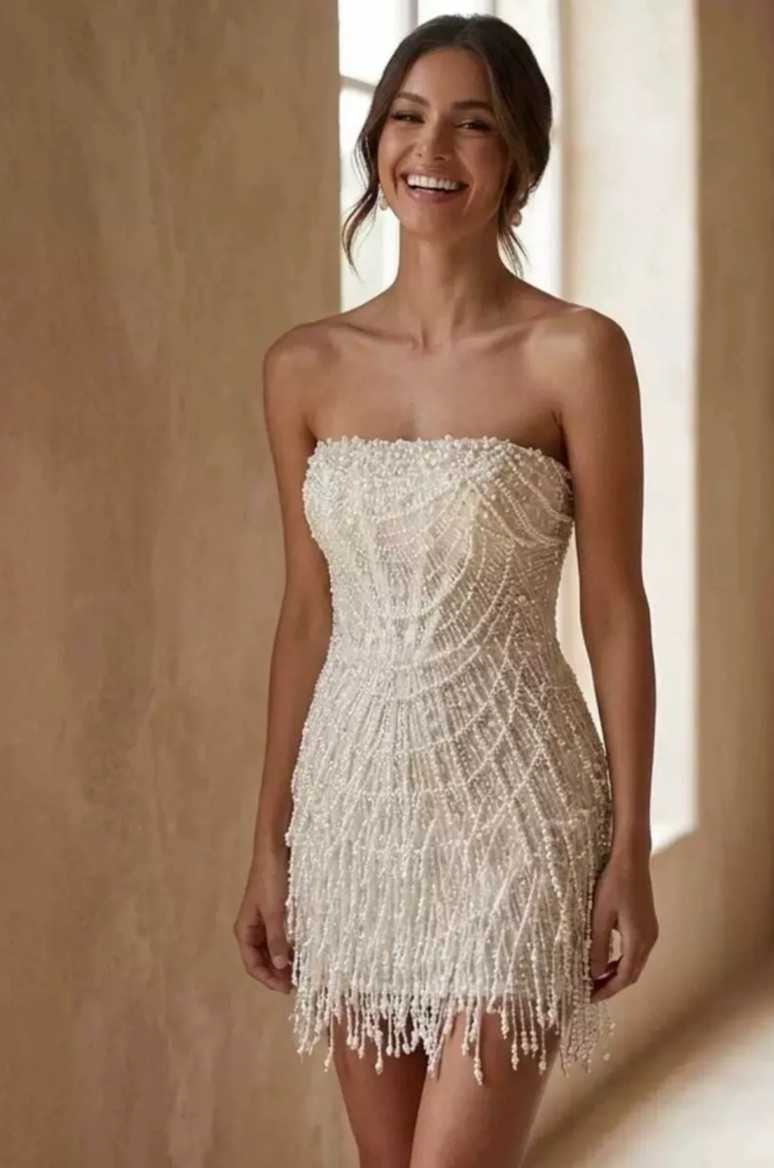 BRIDAL BEADED TASSELS DRESS