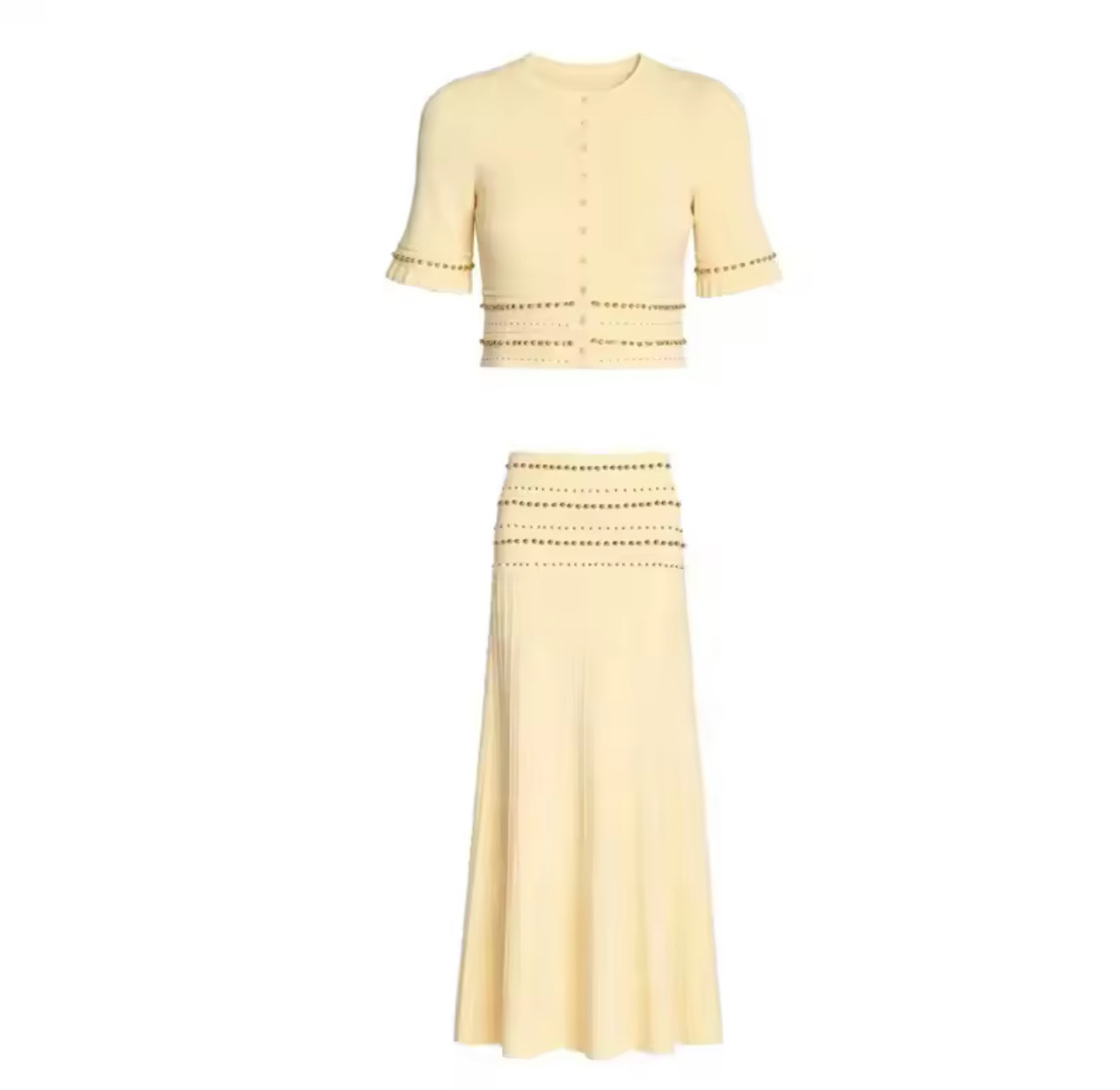 IVORY LUXE SKIRT SET WITH STUDDS