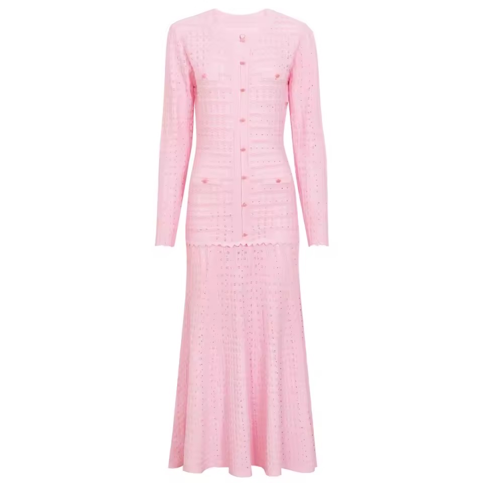 LONG SLEEVES KNITTED DIAMONDS DRESS