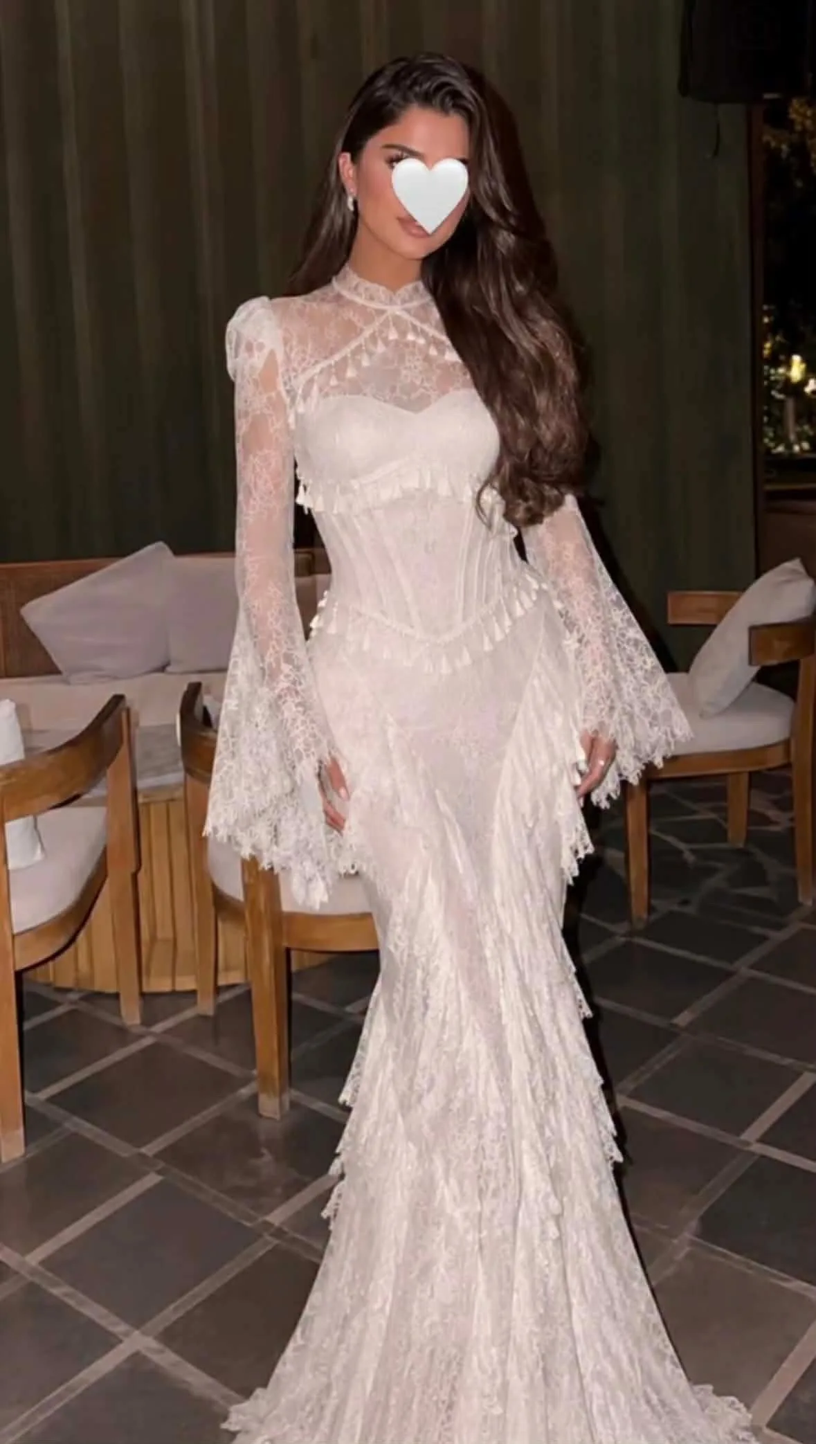 LACE CORSET TASSELS RUFFLE DRESS