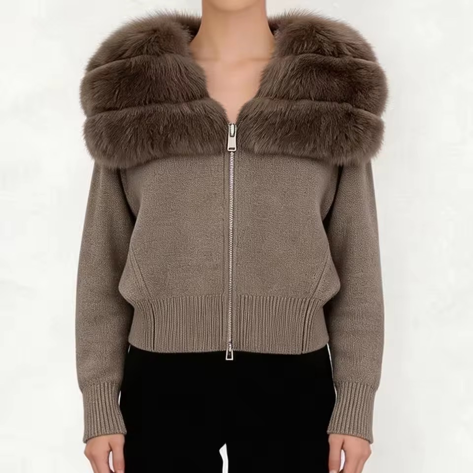 REAL FOX RACCON FURR KNIT COAT