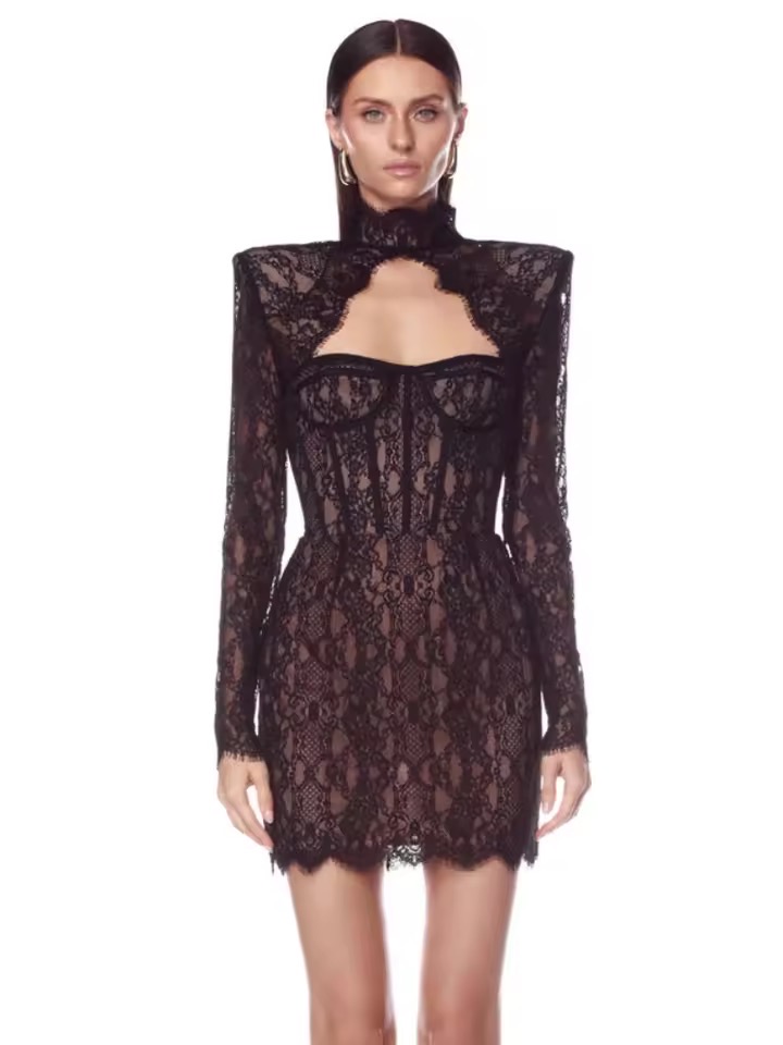 LACE BUSTIER CORSET SHORT DRESS