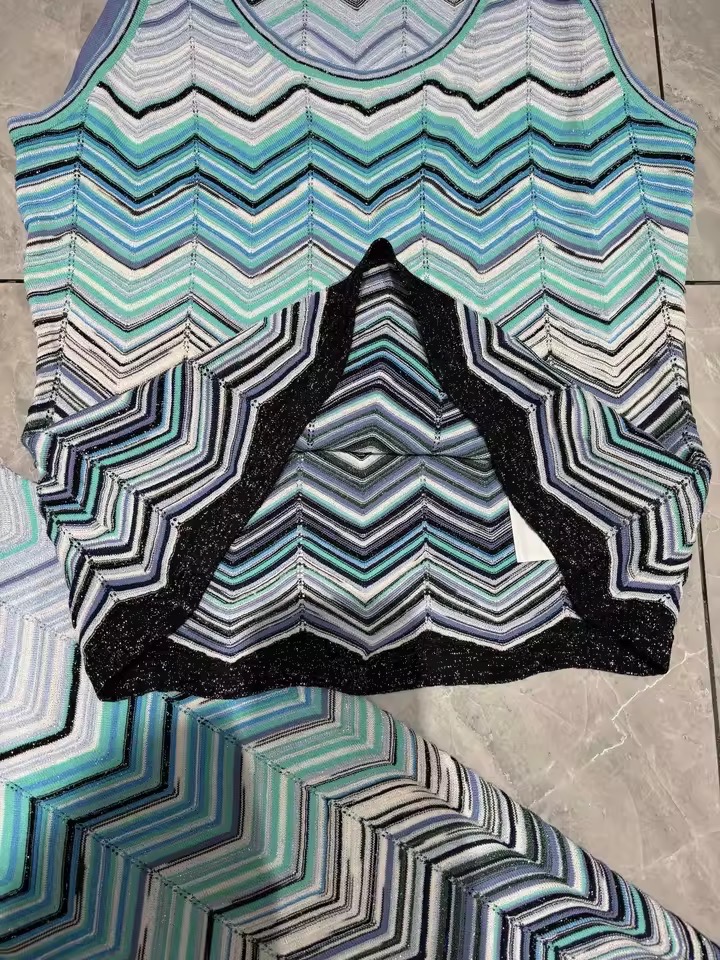 METALLIC KNIT STRIPED PANT AND TOP SET