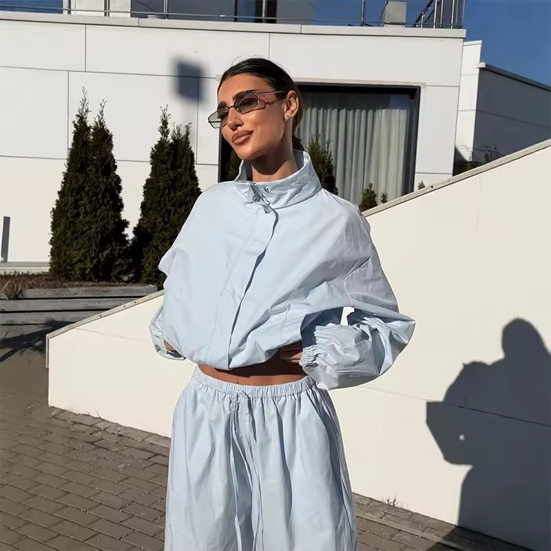 WINDBREAKER LONG SLEEVES ZIPPER JACKET AND CASUAL PANTS SET