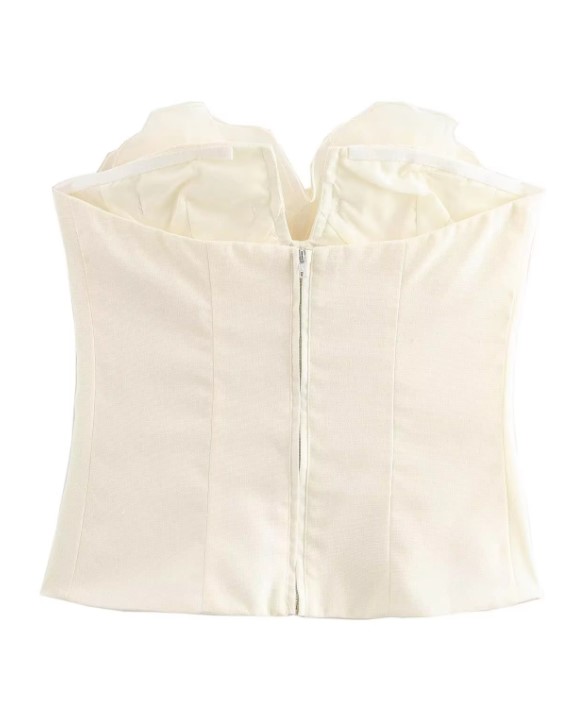 3D FLOWER CORSET TOP OFF WHITE
