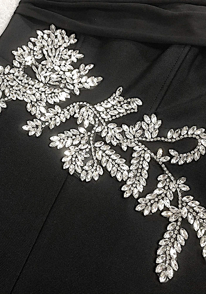 BARDOT CRYSTAL JUMPSUIT BLACK