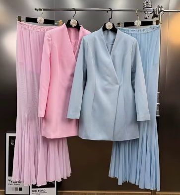 BLAZER & LONG MERMAID SHEER SKIRT SET