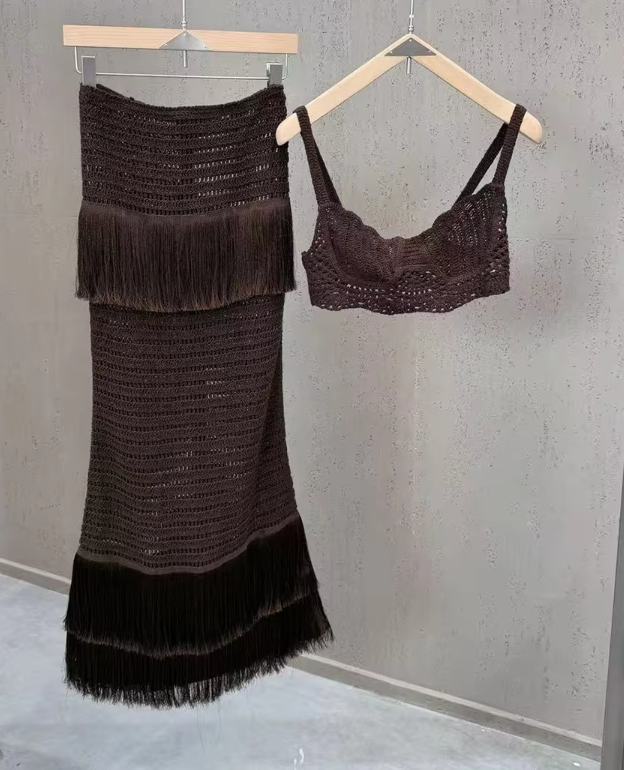 BOHO BROWN TASSELS SET