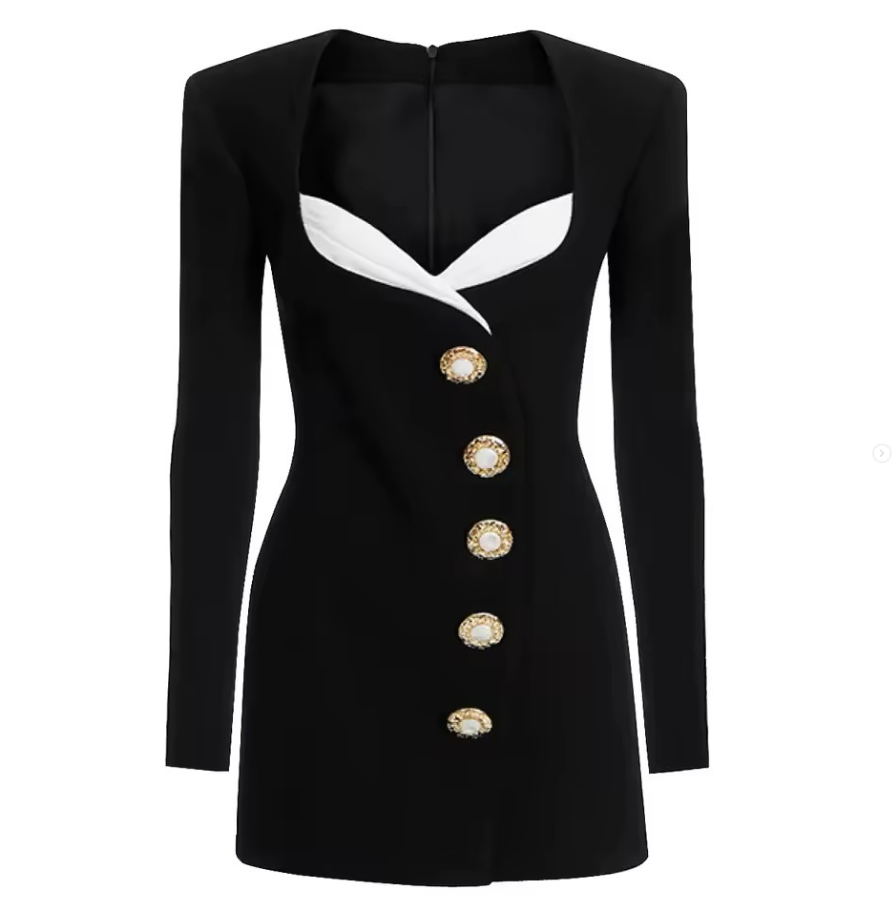 CONTRAST LUXE BLAZER DRESS