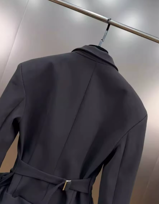 DEEP V BLAZER DRAPED DRESS