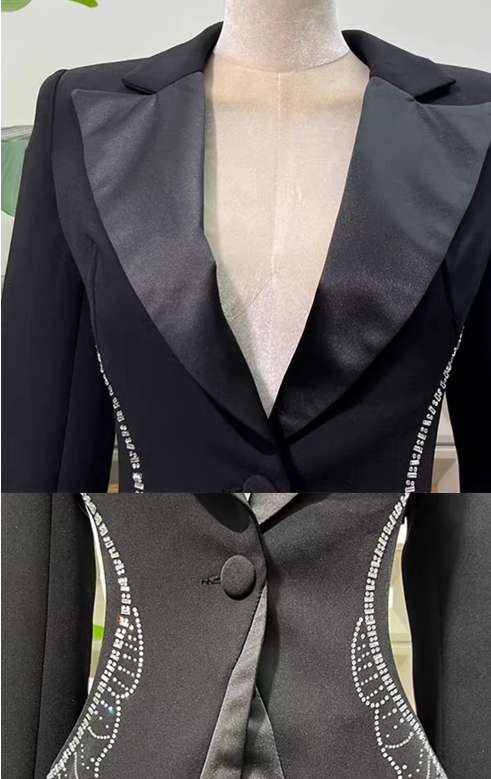 DIAMONDS HOLLOW WAIST PANT SUIT SET
