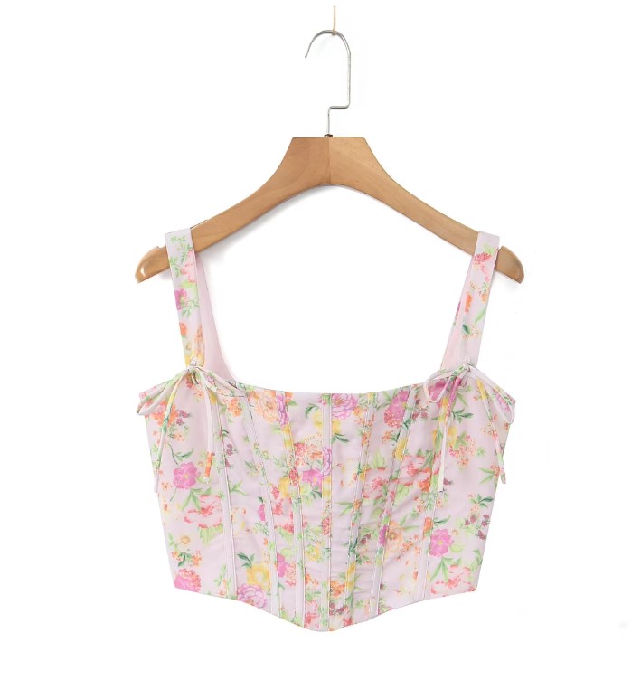 FLORAL CORSET TOP PINK