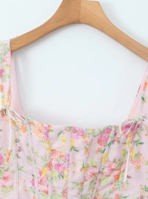 FLORAL CORSET TOP PINK