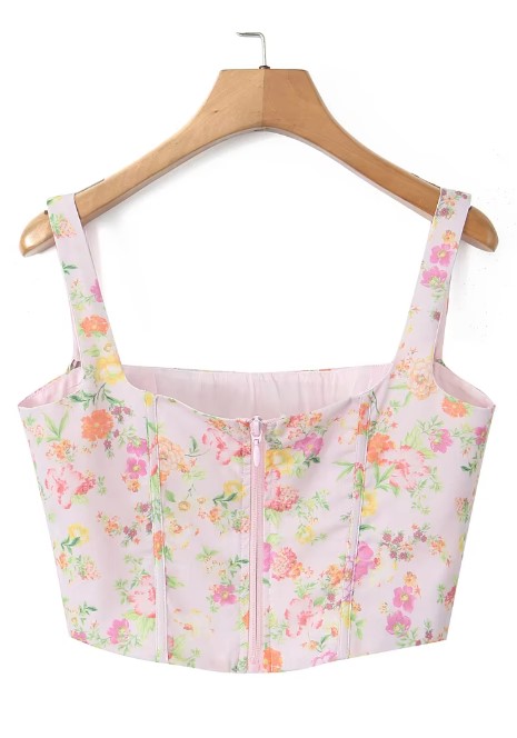 FLORAL CORSET TOP PINK