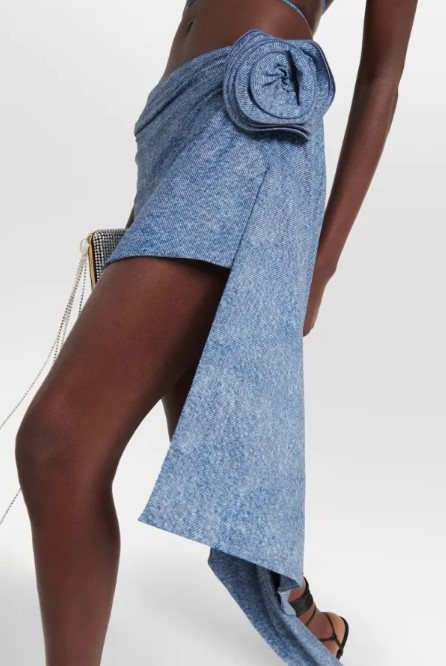 FLORAL DENIM THREE-PIECE SWIM SET