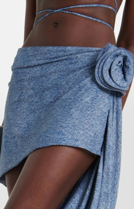 FLORAL DENIM THREE-PIECE SWIM SET