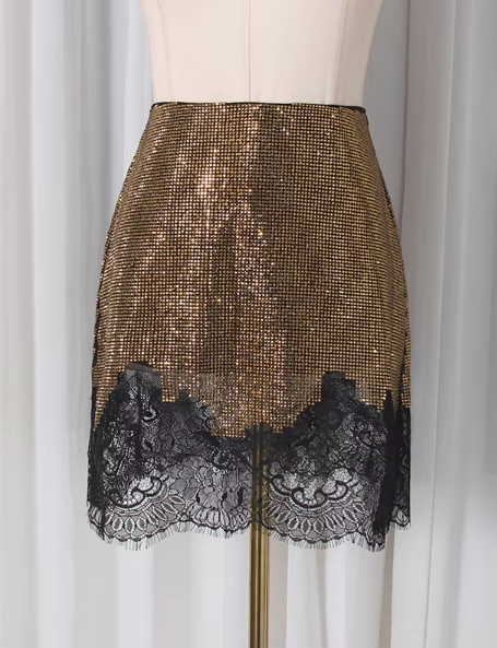 GOLD LACE RHINESTONE SKIRT