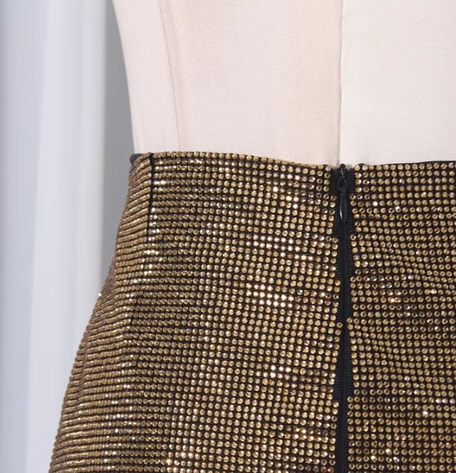 GOLD LACE RHINESTONE SKIRT