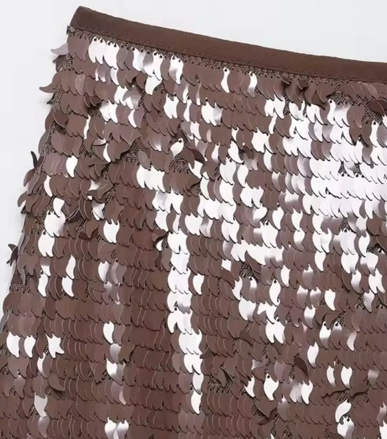 SEQUINS BROWN CB SKIRT