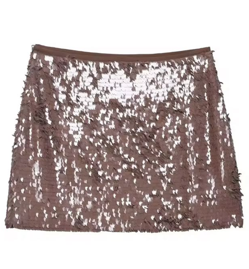 SEQUINS BROWN CB SKIRT