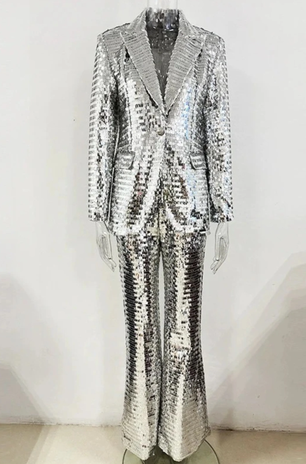 SILVER SEQUINS FIESTA SUIT SET