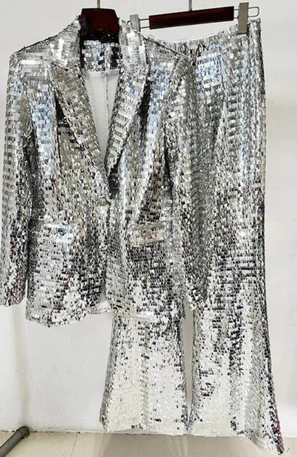 SILVER SEQUINS FIESTA SUIT SET