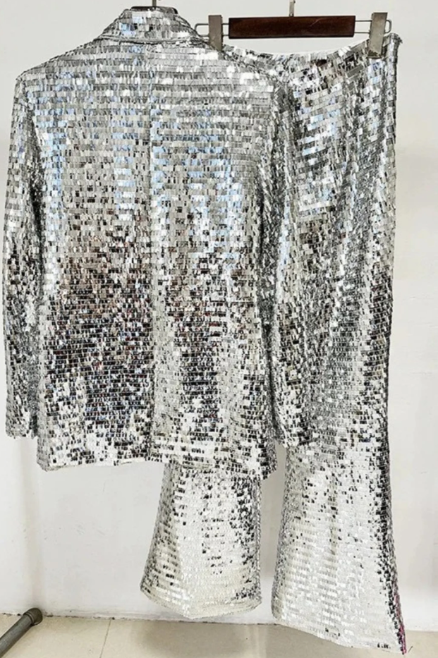 SILVER SEQUINS FIESTA SUIT SET