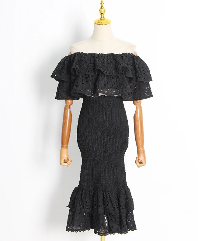 VACAY EMBROIDERY OFF SHOULDER LONG COORD