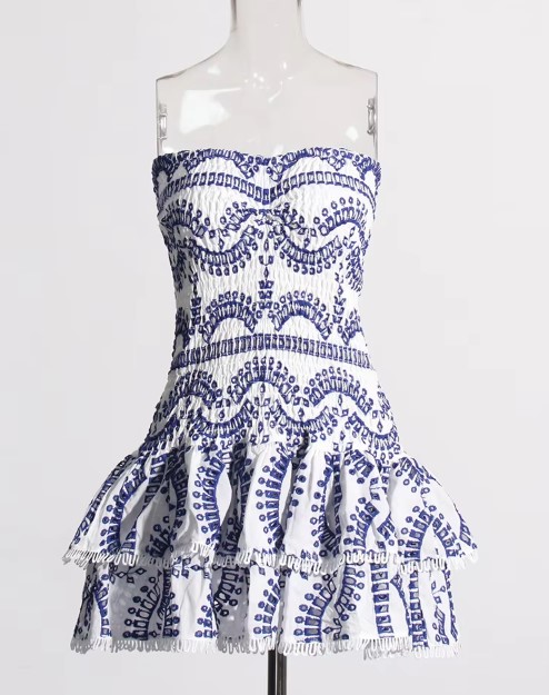 VACAY LAVA EMBROIDERY MINI DRESS