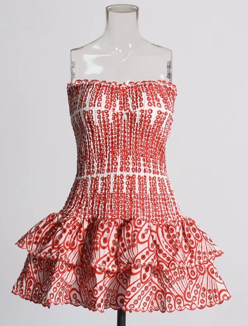 VACAY LAVA EMBROIDERY MINI DRESS