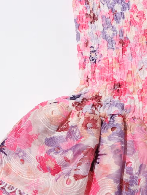 VACAY LAVA PRINT EMBROIDERY MINI DRESS