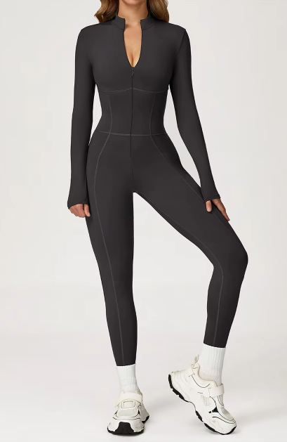 ZIP UP CB LONG SLEEVES CASUAL JUMPSUIT