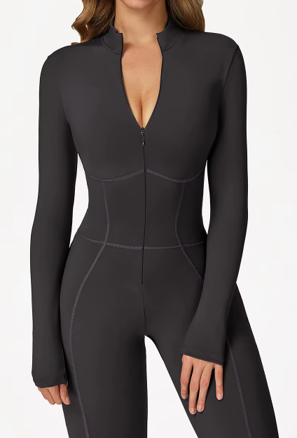 ZIP UP CB LONG SLEEVES CASUAL JUMPSUIT