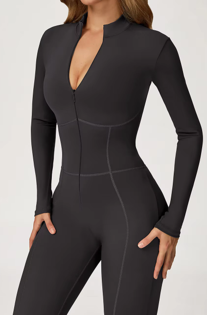 ZIP UP CB LONG SLEEVES CASUAL JUMPSUIT
