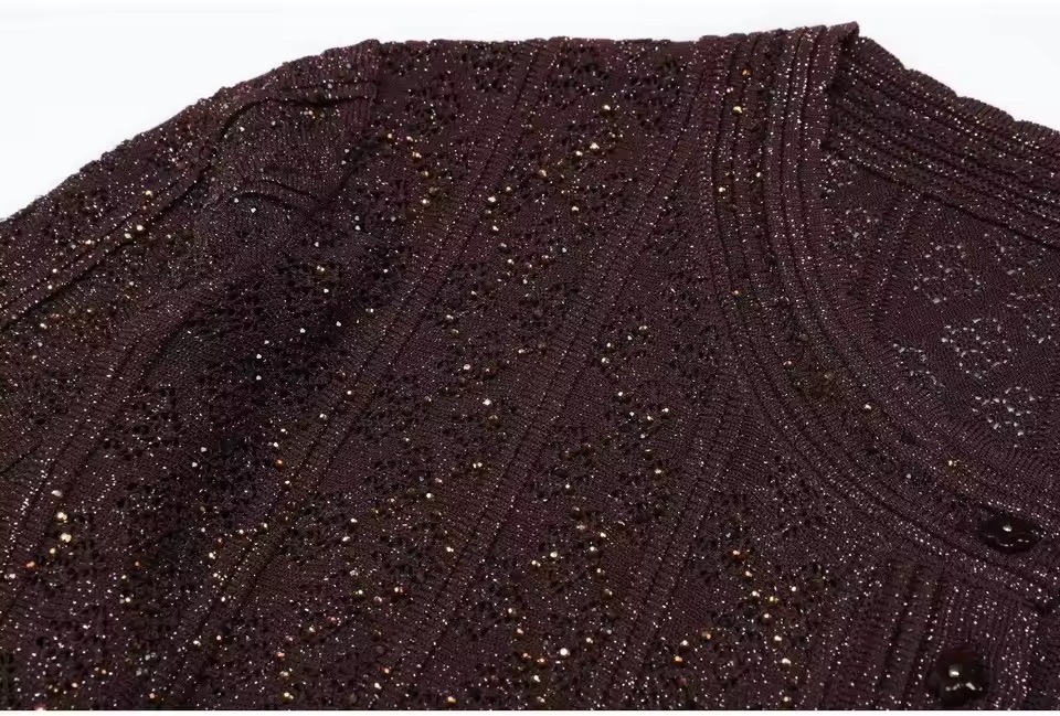 SHIMMERY KNIT CARDIGAN AND SKIRT SET