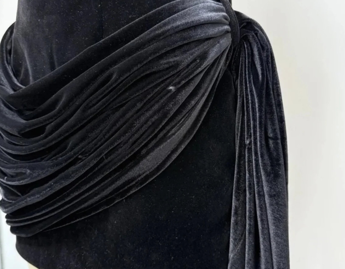 VELVET CORSET DRAPED SHORT DRESS