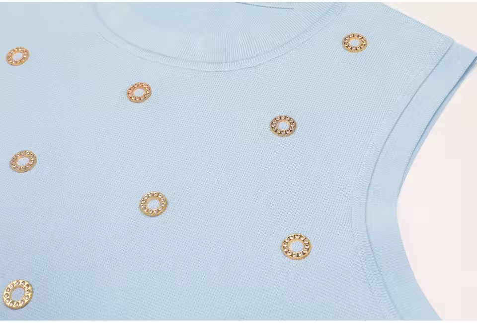 SWAROVSKI STUDDED KNIT LUXE MIDI SKIRT SET