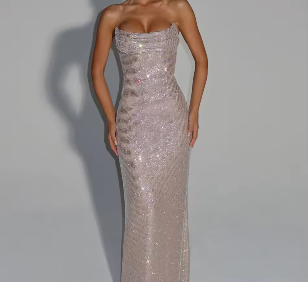 AÏLA RHINESTONES STRAPLESS EVENING DRESS