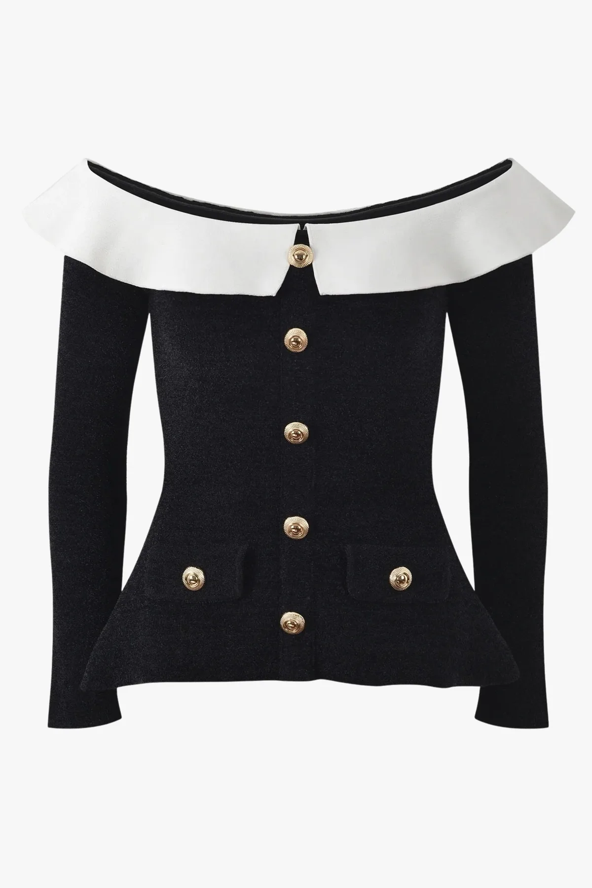 OFF SHOULDER RUFFLE KNIT TOP