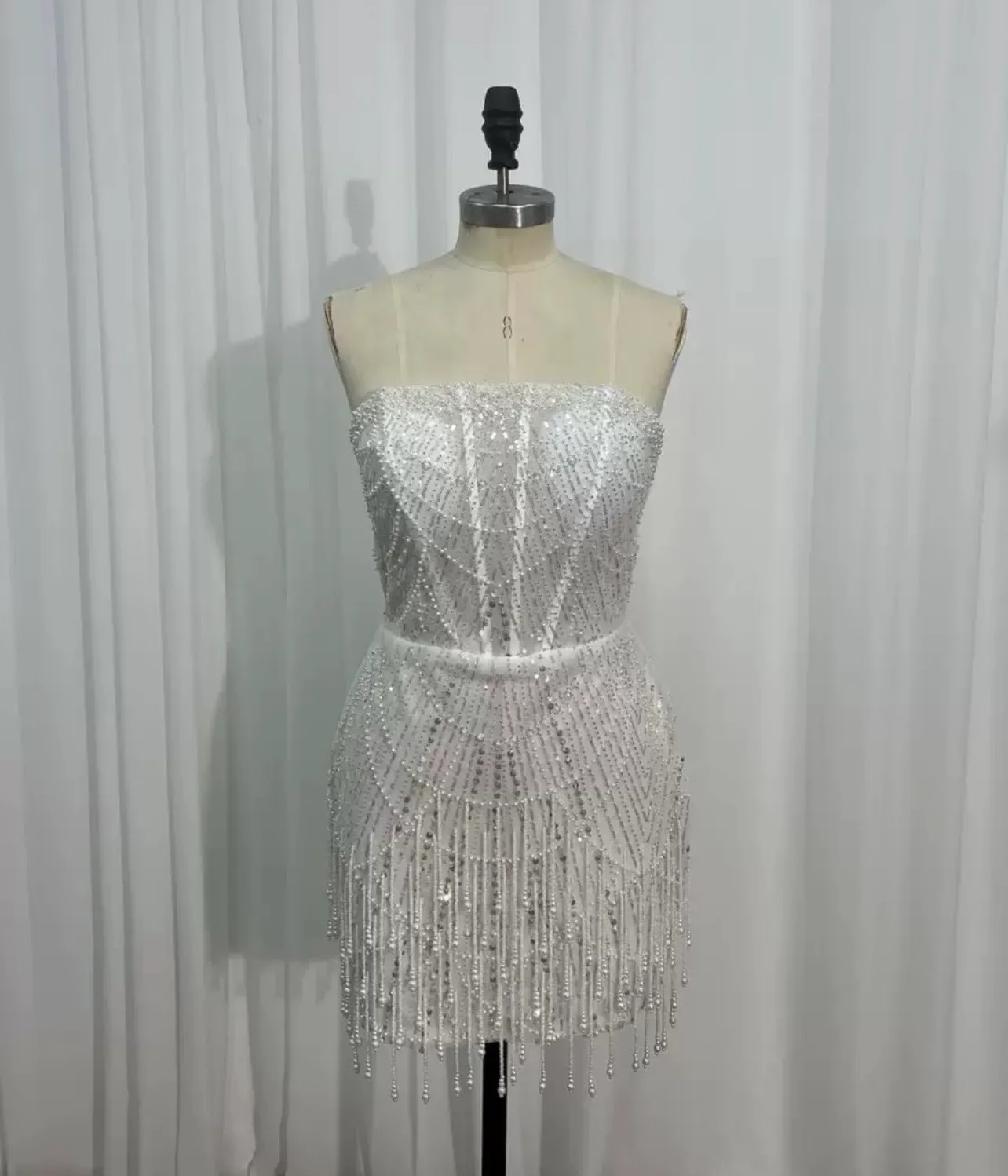 BRIDAL BEADED TASSELS DRESS