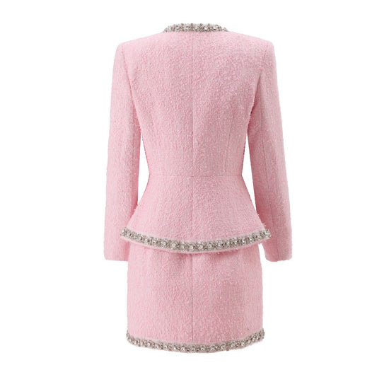 TWEED EMBELLISHED STONES PINK JACKET