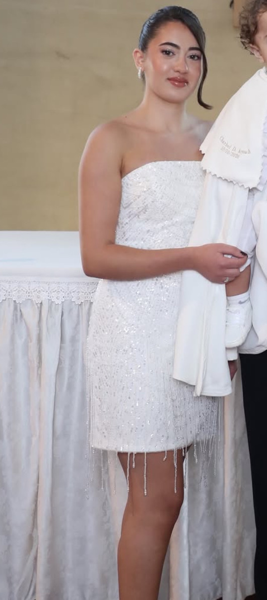 BRIDAL WHITE TASSELS SHORT DRESS