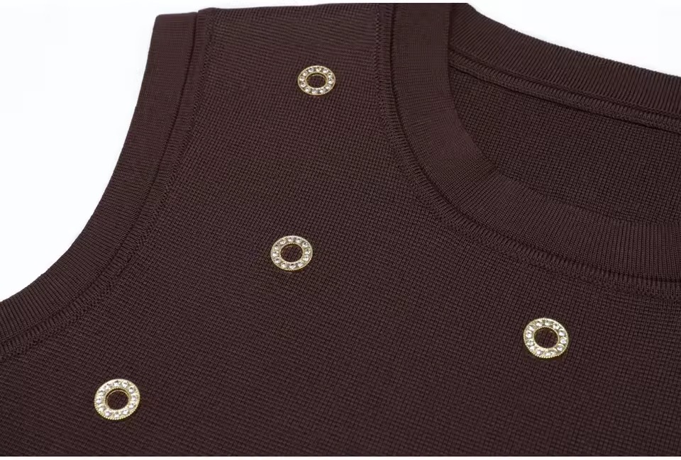 SWAROVSKI STUDDED KNIT LUXE MIDI SKIRT SET